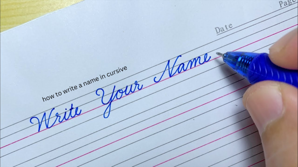 how to write a name in cursive
